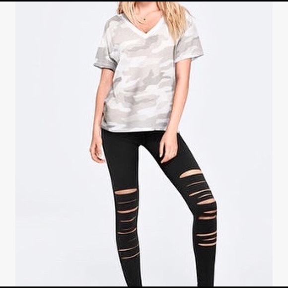 PINK High Waisted Black Slashed Ultimate Leggings - Picture 1 of 7